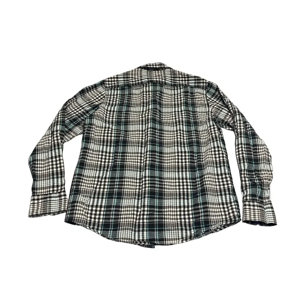 Wrangler Shirt Men Blue White Plaid Button Up Dress Casual Long Sleeve Sz M - Picture 2 of 6